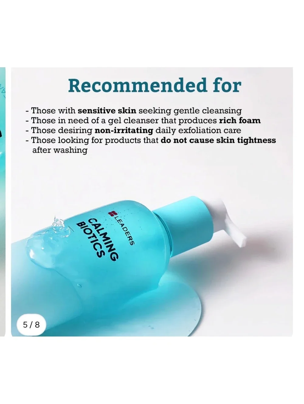 Leaders Calming Biotics Gel Cleanser 200ml Gentle Low pH Exfoliating Face Wash